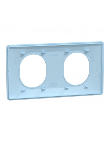 OVALIS PLAQUE DE FINITION 2 POSTES HORIZONTAL ENTRAXE 71MM BLEU AZURIN SCHNEIDER S320704C