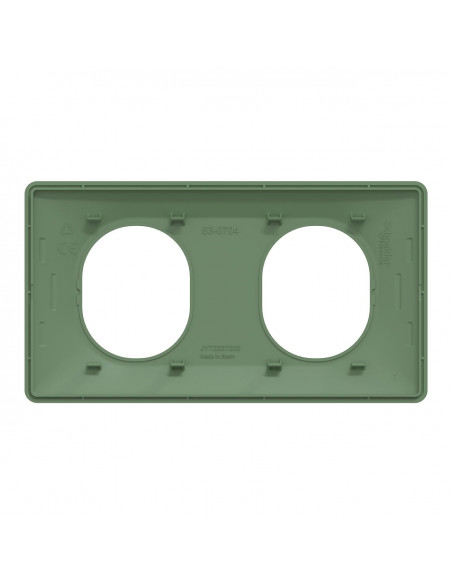 OVALIS PLAQUE DE FINITION 2 POSTES HORIZONTAL ENTRAXE 71MM VERT FORÊT SCHNEIDER S320704B