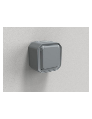 Prise de courant avec volet Plexo complet saillie gris LEGRAND 070003