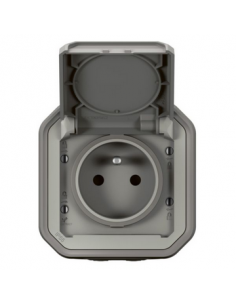 Prise de courant avec volet Plexo complet saillie gris LEGRAND 070003 2