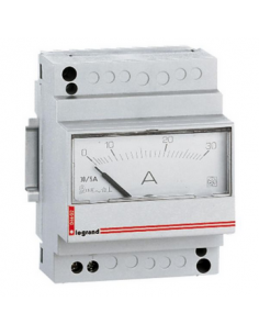 Ampèremètre analogique modulaire branchement direct courant alternatif ou continu de 0A à 30A 4 modules LEGRAND 004602