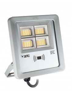 PROJECTEUR TWISTER 4 SENSOR gris 38W 3CCT IP66 IK08 2200K/3000K/4000K 5320lm 90° 50000h ARIC 51691