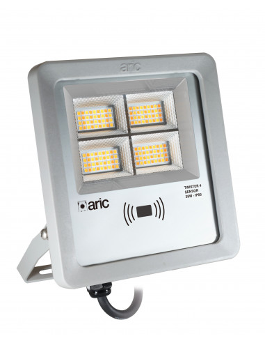 PROJECTEUR TWISTER 4 SENSOR gris 38W 3CCT IP66 IK08 2200K/3000K/4000K 5320lm 90° 50000h ARIC 51691