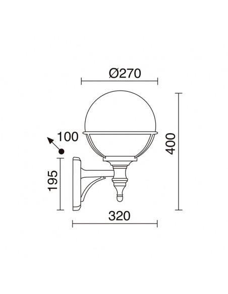 Applique classique CLIC-CLAC GLOBO IP43 E27 42W Noir NOVOLUX LIGHTING 061B-G05X1A-02