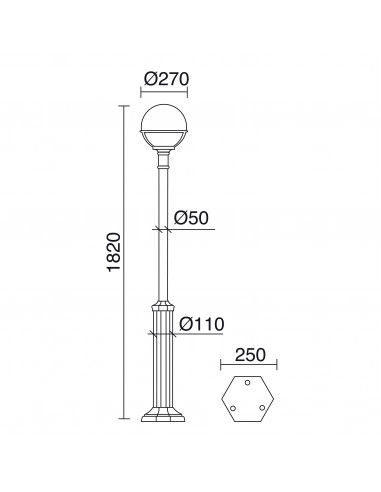 Colonne classique CLIC-CLAC GLOBO with base IP43 E27 42W 1820mm Blanc NOVOLUX LIGHTING 061D-G05X1A-01
