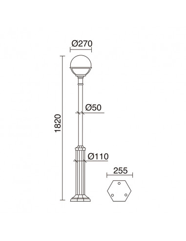 Colonne classique CLIC-CLAC GLOBO with base IP43 E27 42W 1820mm Noir NOVOLUX LIGHTING 061D-G05X1A-02