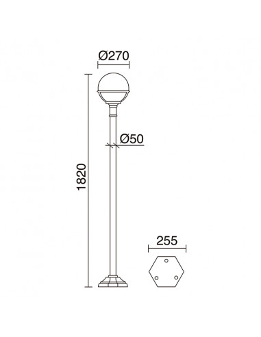 Colonne classique CLIC-CLAC GLOBO Smooth IP43 E27 42W 1820mm Noir NOVOLUX LIGHTING 061J-G05X1A-02
