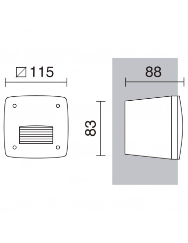 Encastré mural DEVON Asymmetric square IP66 GX53 LED T2 3W 415lm CRI80 3000K 4000K 6500K Blanc NOVOLUX 084C-G31X1A-01