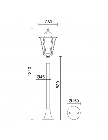 Borne classique ELITE 6 IP43 E27 42W 1240mm Verre gelé Blanc NOVOLUX LIGHTING 096O-G05X1A-01T
