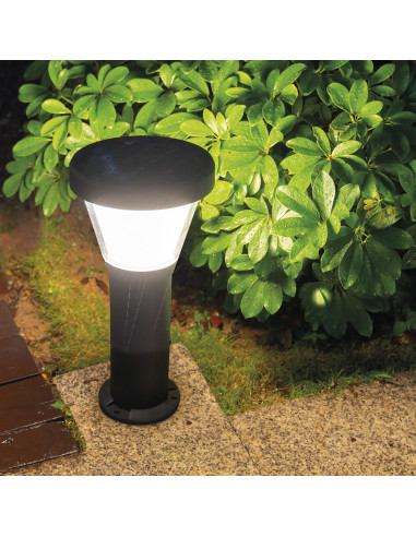 Borne solaire ERGO IP65 LED SMD 4.50W 435lm 445lm CRI80 3000K 4000K 90º Crépuscule 380mm Noir NOVOLUX 1044B-L4105K-02