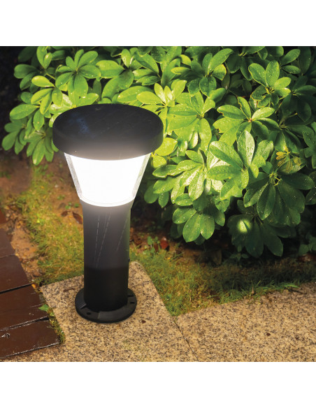 Borne solaire ERGO IP65 LED SMD 4.50W 435lm 445lm CRI80 3000K 4000K 90º Crépuscule 380mm Noir NOVOLUX 1044B-L4105K-02