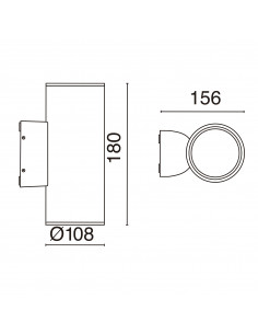 Applique BUIT D108 IP65 LED COB 2x12W 1200lm 815lm CRI80 2700K 36º 36º up-down Anthracite NOVOLUX LIGHTING 1084D-L3026A30-04 2