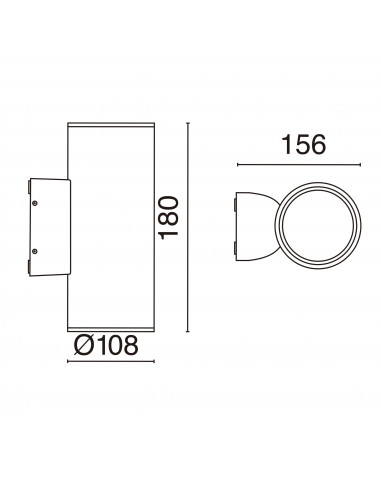 Applique BUIT D108 IP65 LED COB 2x12W 1200lm 815lm CRI80 2700K 36º 36º up-down Anthracite NOVOLUX LIGHTING 1084D-L3026A30-04