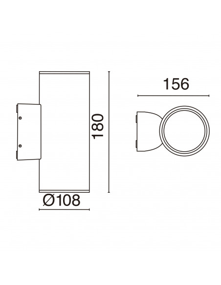Applique BUIT D108 IP65 LED COB 2x12W 1260lm 855lm CRI80 3000K 36º 36º up-down Anthracite NOVOLUX LIGHTING 1084D-L3126A30-04