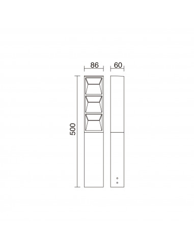 Baliza FLAT IP65 LED SMD 10W 1550lm CRI80 3000K 90º 500mm Anthracite NOVOLUX LIGHTING 1086B-L3109A90-04