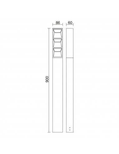Baliza FLAT IP65 LED SMD 10W 1550lm CRI80 3000K 90º 900mm Anthracite NOVOLUX LIGHTING 1086C-L3109A90-04