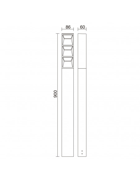 Baliza FLAT IP65 LED SMD 10W 1550lm CRI80 3000K 90º 900mm Anthracite NOVOLUX LIGHTING 1086C-L3109A90-04