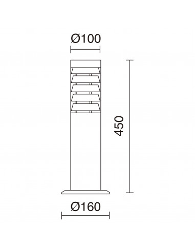 Borne GALERNA IP44 E27 18W 450mm Acier inoxydable NOVOLUX LIGHTING 117B-G05X1A-30