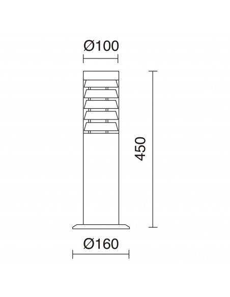 Borne GALERNA IP44 E27 18W 450mm Acier inoxydable NOVOLUX LIGHTING 117B-G05X1A-30