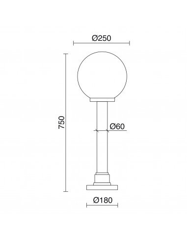 Borne classique INDURA GLOBO IP65 E27 70W 750mm Noir NOVOLUX LIGHTING 145I-G05X1A-02