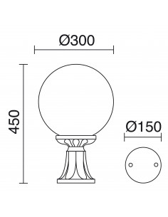 Borne classique INDURA GLOBO IP65 E27 70W 450mm Noir NOVOLUX LIGHTING 148H-G05X1A-02 2