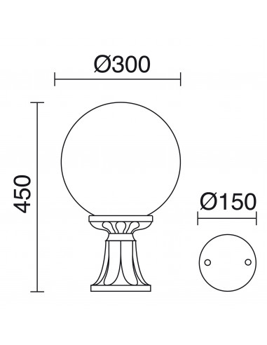 Borne classique INDURA GLOBO IP65 E27 70W 450mm Noir NOVOLUX LIGHTING 148H-G05X1A-02