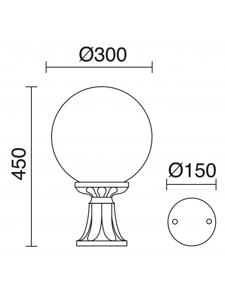 Borne classique INDURA GLOBO IP65 E27 70W 450mm Noir NOVOLUX LIGHTING 148H-G05X1A-02