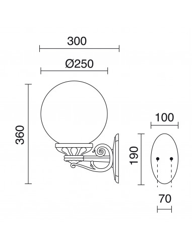 Applique classique INDURA GLOBO IP65 E27 70W Noir NOVOLUX LIGHTING 151A-G05X1A-02