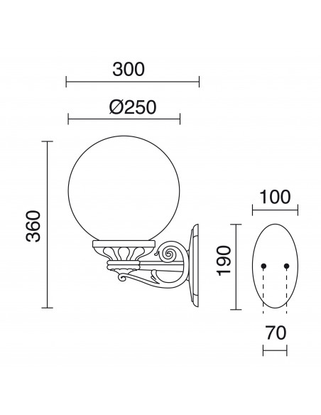 Applique classique INDURA GLOBO IP65 E27 70W Noir NOVOLUX LIGHTING 151A-G05X1A-02