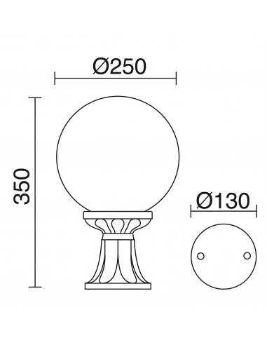 Borne classique INDURA GLOBO IP65 E27 70W 350mm Noir NOVOLUX LIGHTING 151H-G05X1A-02