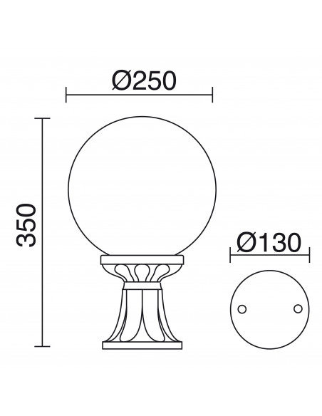 Borne classique INDURA GLOBO IP65 E27 70W 350mm Noir NOVOLUX LIGHTING 151H-G05X1A-02
