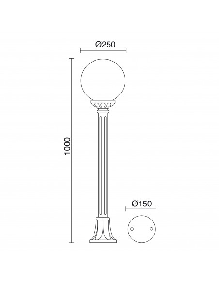 Borne classique INDURA GLOBO IP65 E27 70W 1000mm Noir NOVOLUX LIGHTING 151I-G05X1A-02