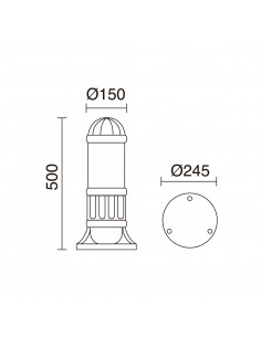 Borne SAURO IP55 E27 30W 500mm Noir NOVOLUX LIGHTING 272A-G05X1A-02 2