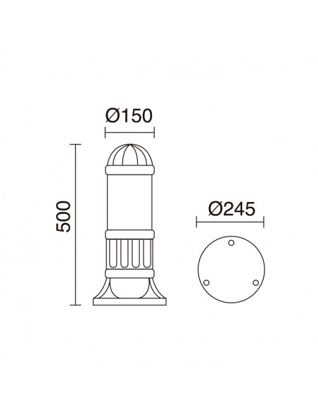 Borne SAURO IP55 E27 30W 500mm Noir NOVOLUX LIGHTING 272A-G05X1A-02