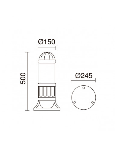 Borne SAURO IP55 GX53 LED T2 10W 1200lm 1200lm 1200lm CRI80 3000K 4000K 6500K 500mm Noir NOVOLUX LIGHTING 272A-G31X1A-02