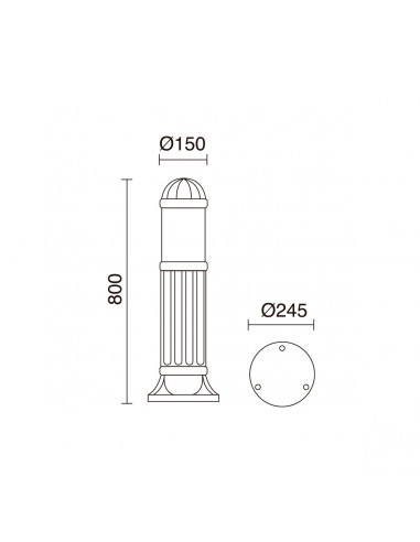 Borne SAURO IP55 E27 30W 800mm Noir NOVOLUX LIGHTING 272B-G05X1A-02