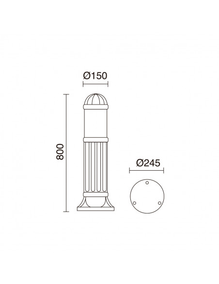 Borne SAURO IP55 E27 30W 800mm Noir NOVOLUX LIGHTING 272B-G05X1A-02