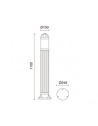 Borne SAURO IP55 GX53 LED T2 10W 1200lm 1200lm 1200lm CRI80 3000K 4000K 6500K 1100mm Noir NOVOLUX LIGHTING 272C-G31X1A-02