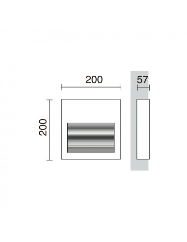 Encastré mural SLIM Square IP65 LED SMD 9W 1167lm CRI90 4000K 38º 78º Gris NOVOLUX LIGHTING 289C-L0210B-03