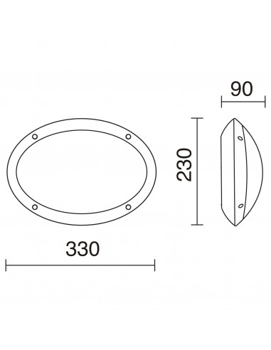 Applique TEIA Oval IP66 E27 23W Noir NOVOLUX LIGHTING 317A-G05X1A-02