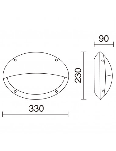 Applique TEIA Hor. Hood IP66 E27 23W Noir NOVOLUX LIGHTING 317C-G05X1A-02