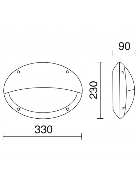 Applique TEIA Hor. Hood IP66 E27 23W Noir NOVOLUX LIGHTING 317C-G05X1A-02
