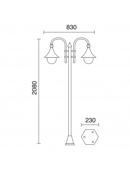 Pôle classique à 2 bras TROM IP43 E27 2x42W 2080mm Blanc NOVOLUX LIGHTING 332E-G05X1A-01T