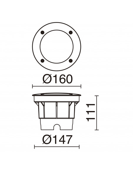 Encastré au sol BELGRADO-16 IP67 GX53 LED T2 10W 1285lm 1350lm 1410lm CRI80 3000K 4000K 6500K Noir NOVOLUX 372A-G31X1A-02