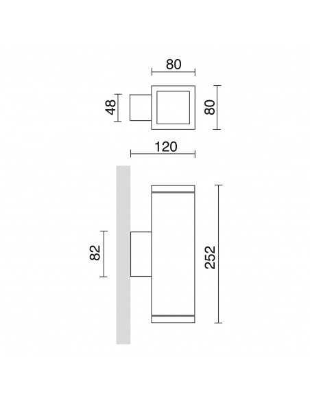 Applique SETH Square IP65 LED SMD AC 2x4W 510lm CRI80 4000K up-down Oxyde brun NOVOLUX LIGHTING 398B-L02C4B-90