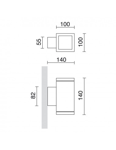 Applique SETH Large Square IP65 GU10 50W Oxyde brun NOVOLUX LIGHTING 398C-G21X1A-90