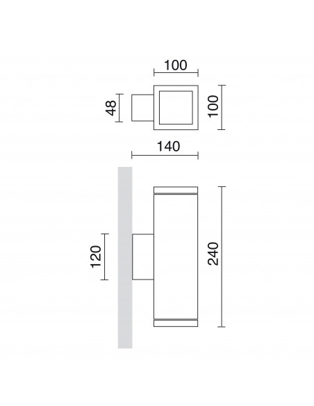 Applique SETH Square IP65 LED SMD AC 2x8.70W 1050lm CRI80 3000K up-down Oxyde brun NOVOLUX LIGHTING 398C-L01G9B-90