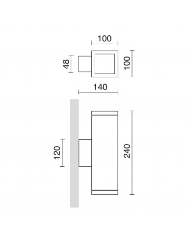 Applique SETH Square IP65 LED SMD AC 2x8.70W 1120lm CRI80 4000K up-down Anthracite NOVOLUX LIGHTING 398C-L02G9B-04