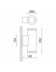 Applique SETH Round IP65 GU10 2x50W up-down Oxyde brun NOVOLUX LIGHTING 399B-G21X1A-90 2