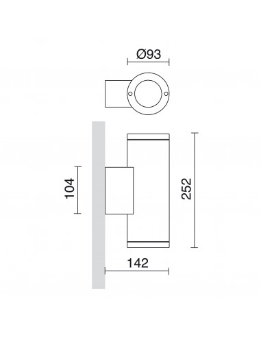 Applique SETH Round IP65 GU10 2x50W up-down Oxyde brun NOVOLUX LIGHTING 399B-G21X1A-90